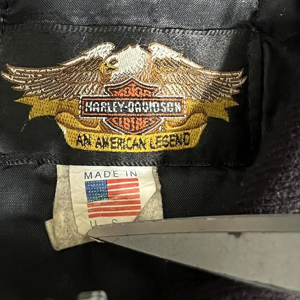 Vintage Harley Davidson Bomber Jacket Men 70s XL Black USA Motorcycle Riding AMG
